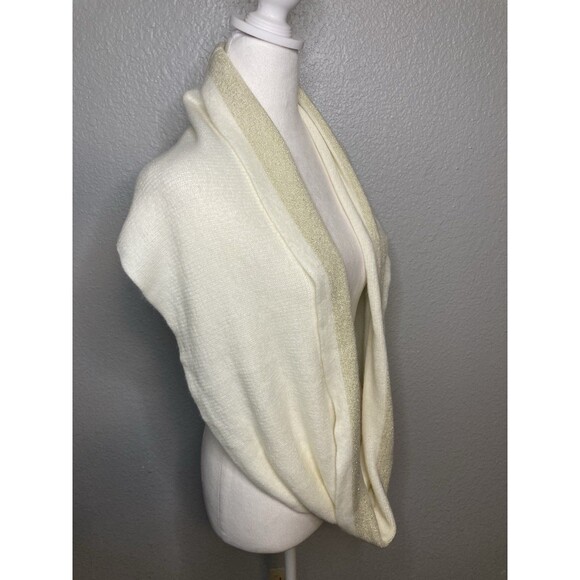 Calvin Klein Ivory With Gold Metallic Accent Knit Infinity Scarf Women's EUC - Picture 5 of 9